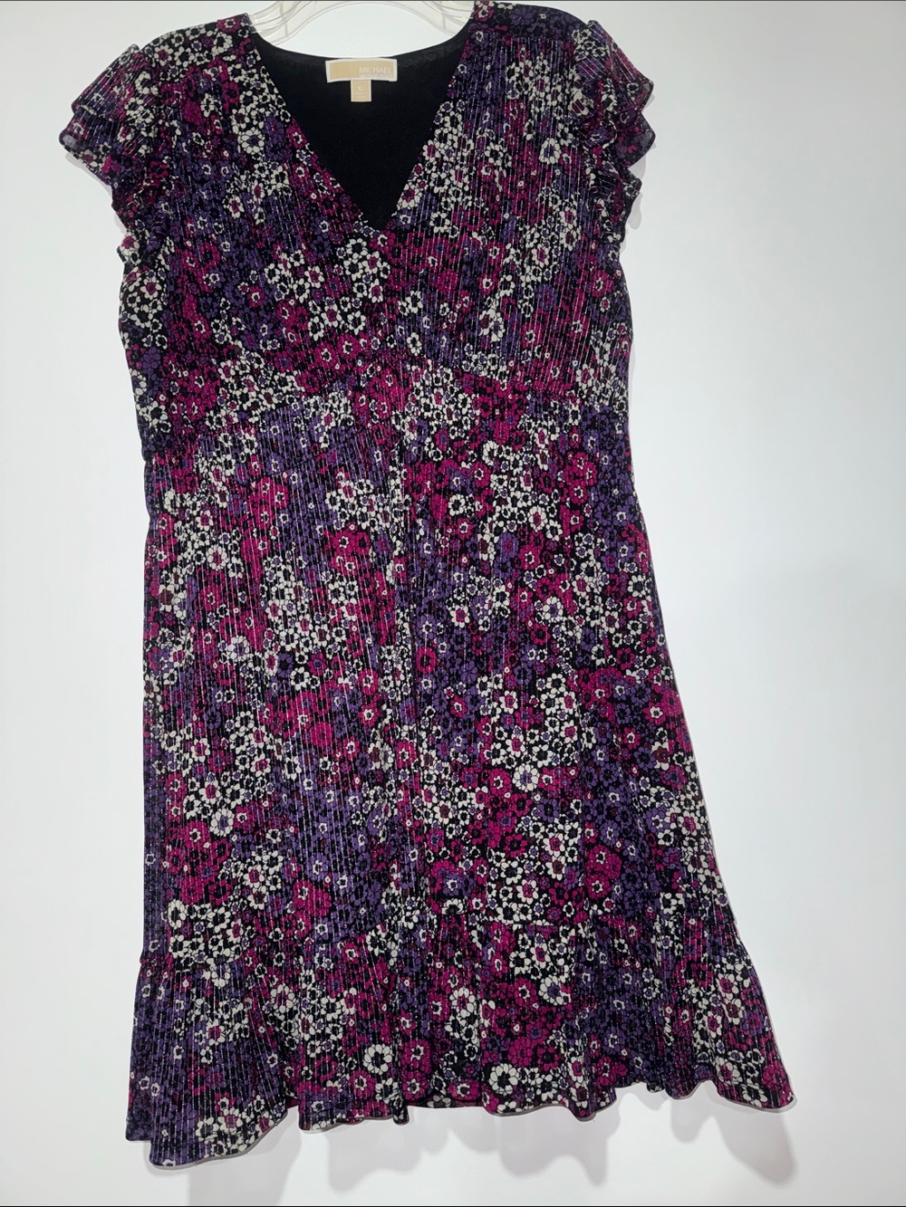 Michael Kors Purple and Pink Floral Pleated Dress